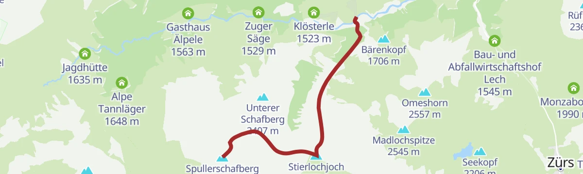 Route map: Zug - Spuller Schafberg